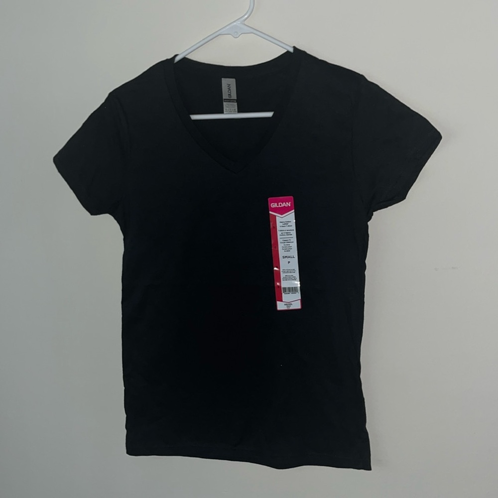 Heavy cotton ladies v-neck t-shirt black from Gildan